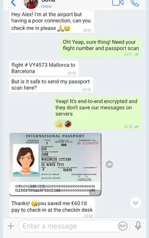 Zangi secure chat showing encrypted messages